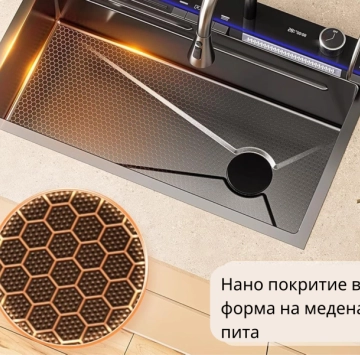 Кухненска мивка Smart 75/46см черен матт